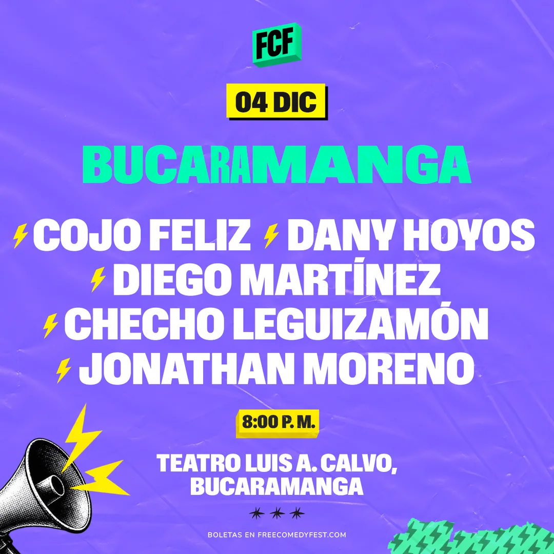 Pieza del Free Comedy Fest en Bucaramanga